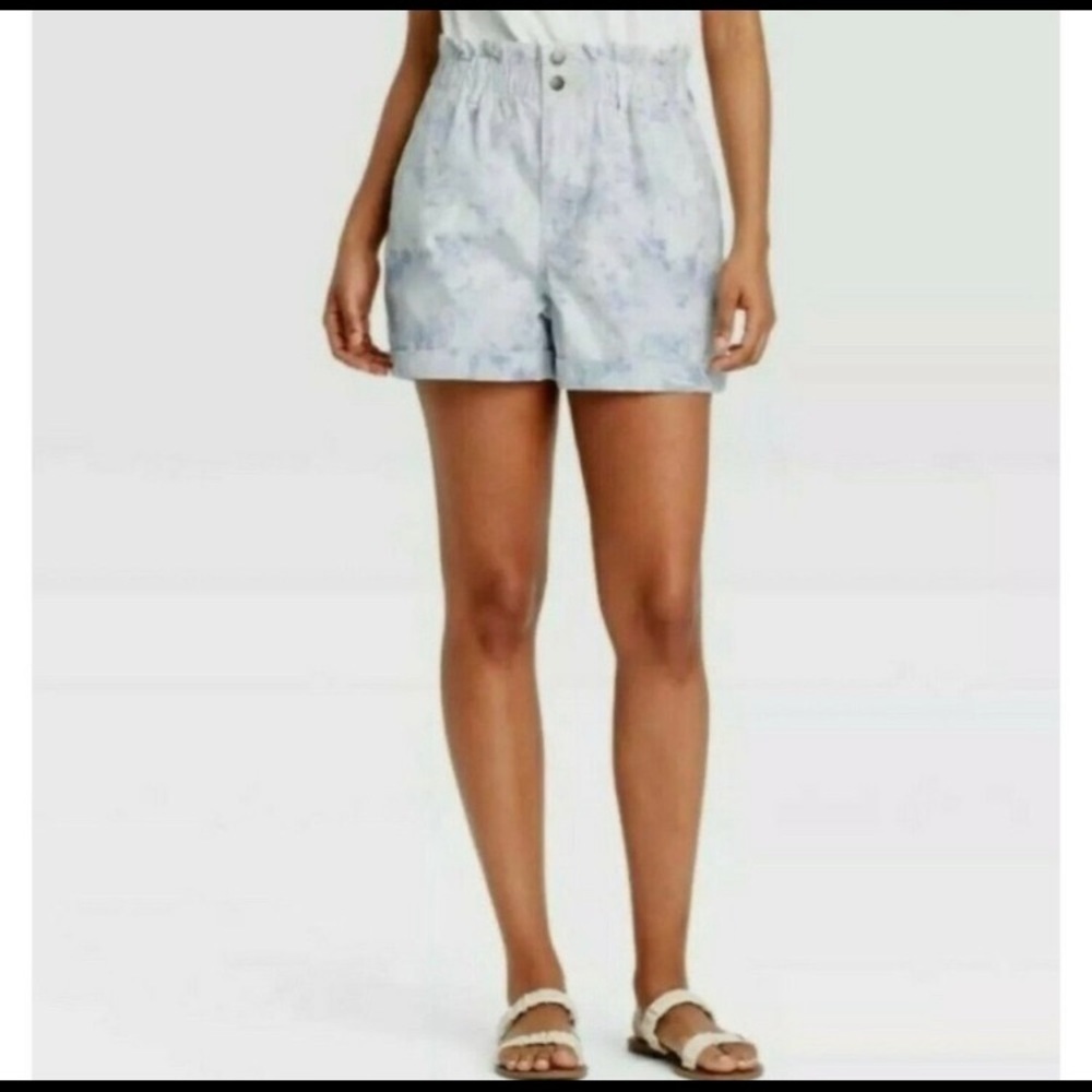 Universal Thread Tie Dye Denim High Rise Shorts Blue Cloud - Picture 1 of 2